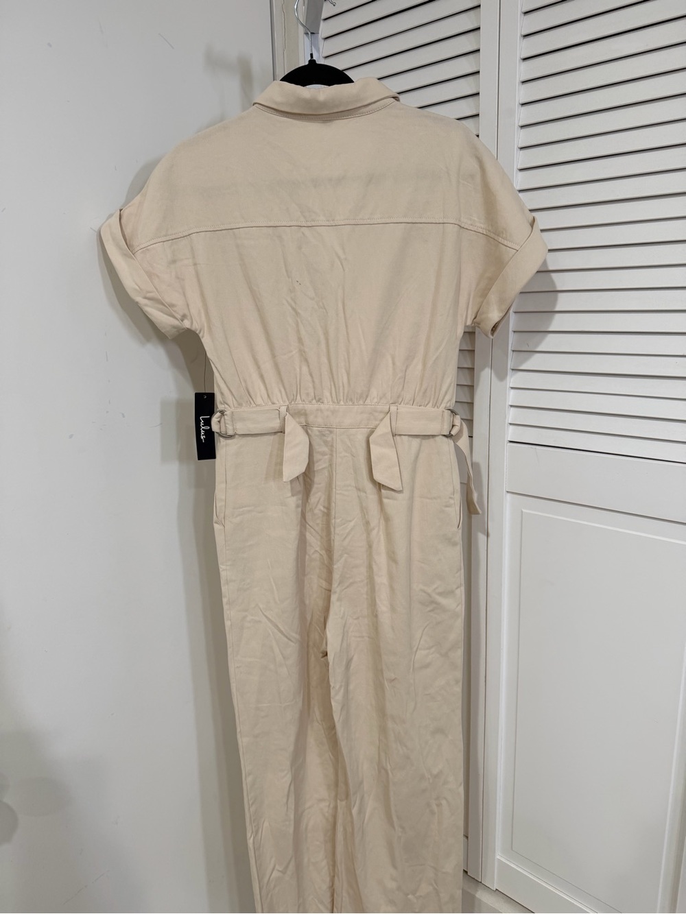 NWT Lulus Spread the Word beige Button- front jumpsuit - Picture 10 of 10
